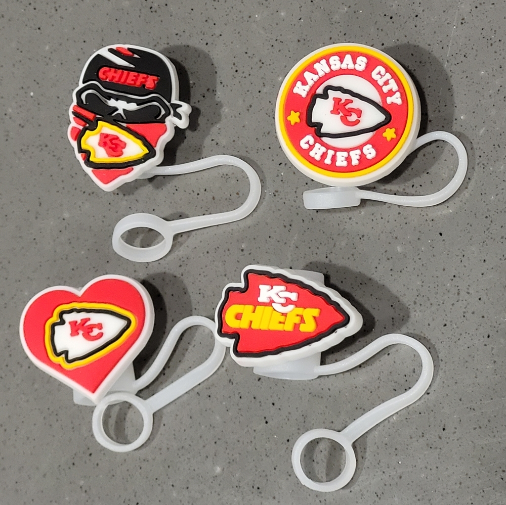 4pk of Kansas City Chiefs Straw Cover For Stanleys